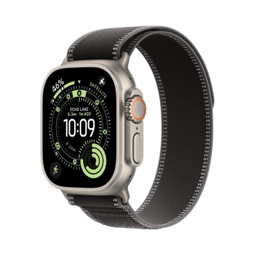 Apple Watch Ultra 3 Natural Titanium c ремешком Trail черного цвета