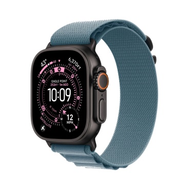 Apple Watch Ultra 3 Black Titanium c ремешком Alpine светло-голубого цвета
