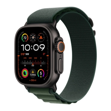 Apple Watch Ultra Black Titanium c ремешком Alpine зеленого цвета