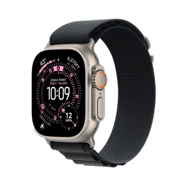 Apple Watch Ultra 3 Natural Titanium c ремешком Alpine черного цвета