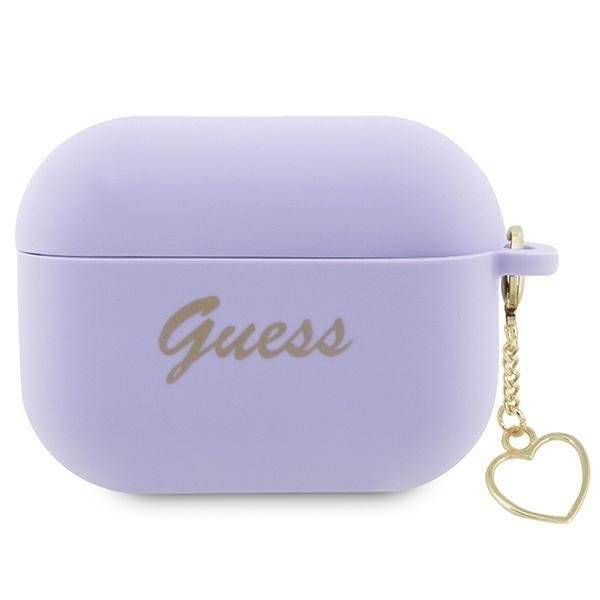 Чехол Guess Silicone Charm Heart Collection сиреневый для AirPods Pro 2