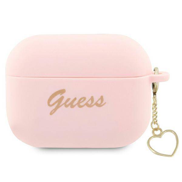 Чехол Guess Silicone Charm Heart Collection розовый для AirPods Pro 2