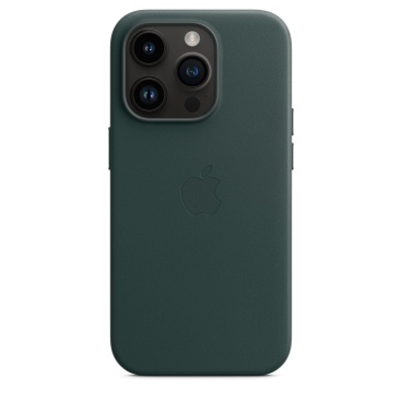 Кожаный чехол Apple для iPhone 14 Pro Max тёмно-зелёного цвета