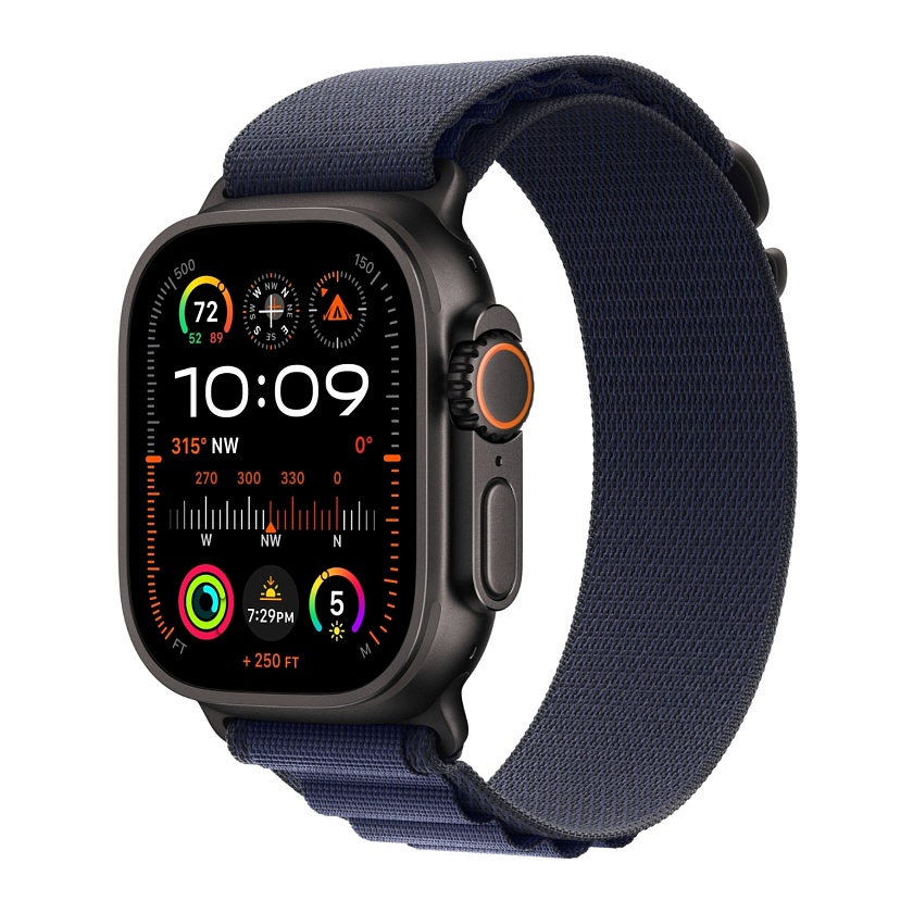 Apple Watch Ultra Black Titanium c ремешком Alpine синего цвета