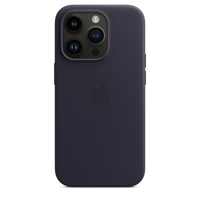 Кожаный чехол Apple для iPhone 14 Pro Max тёмно-фиолетового цвета