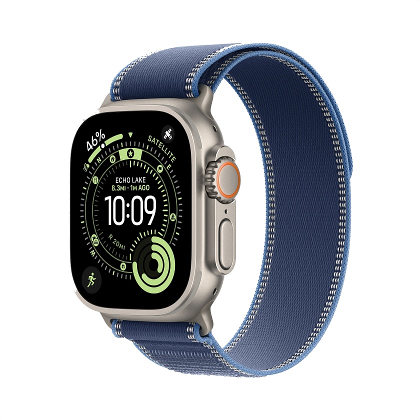 Apple Watch Ultra 3 Natural Titanium c ремешком Trail синий цвета