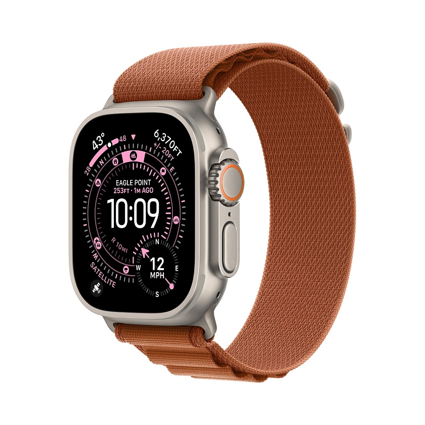 Apple Watch Ultra 3 Natural Titanium c ремешком Alpine терракотового цвета