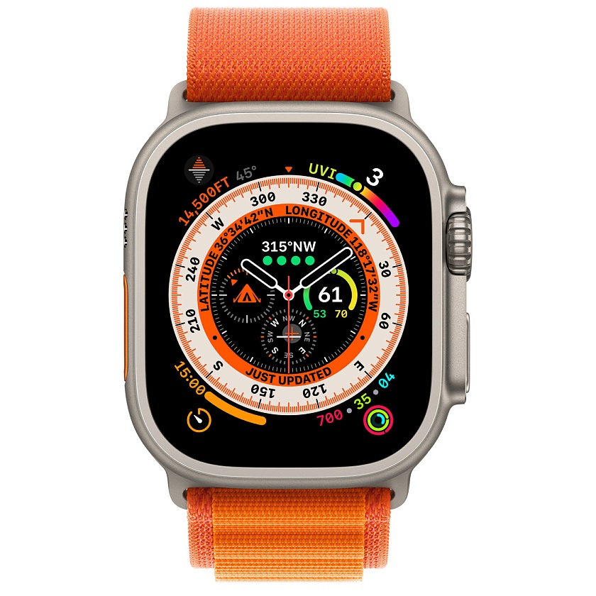 Apple Watch Ultra 49 мм c оранжевым альпийским браслетом