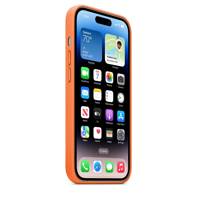 Кожаный чехол Apple для iPhone 14 Pro Max оранжевого цвета