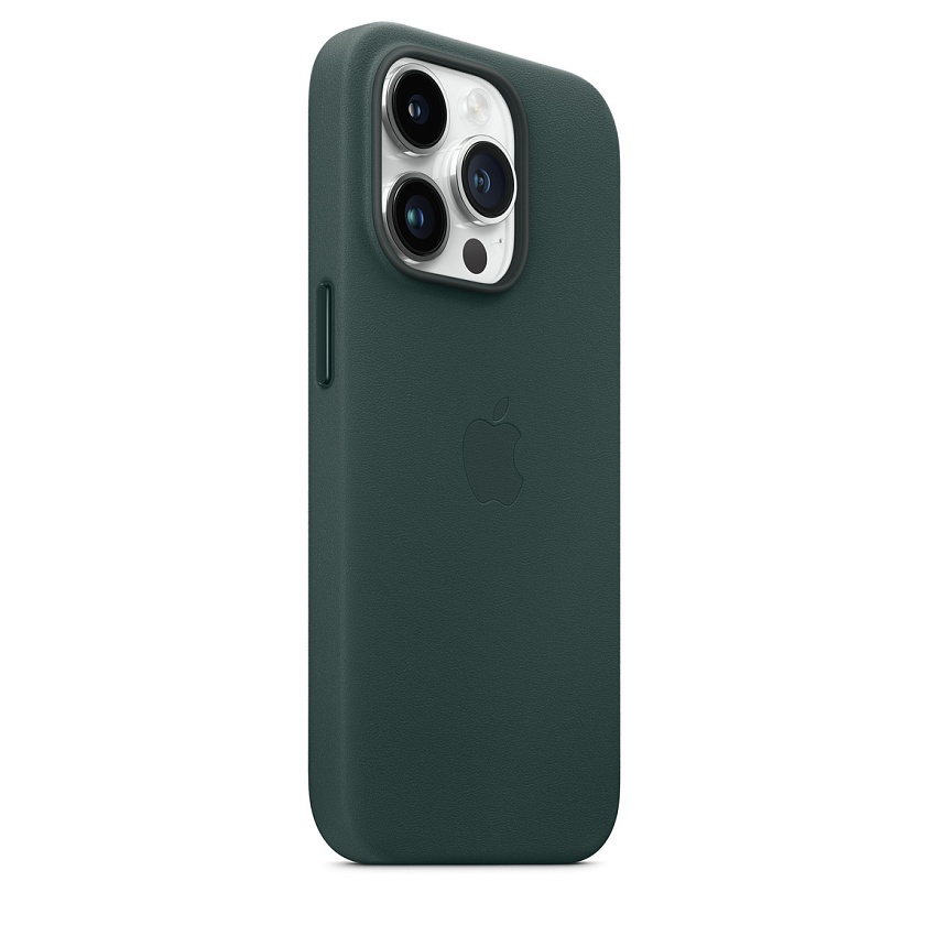 Кожаный чехол Apple для iPhone 14 Pro Max тёмно-зелёного цвета