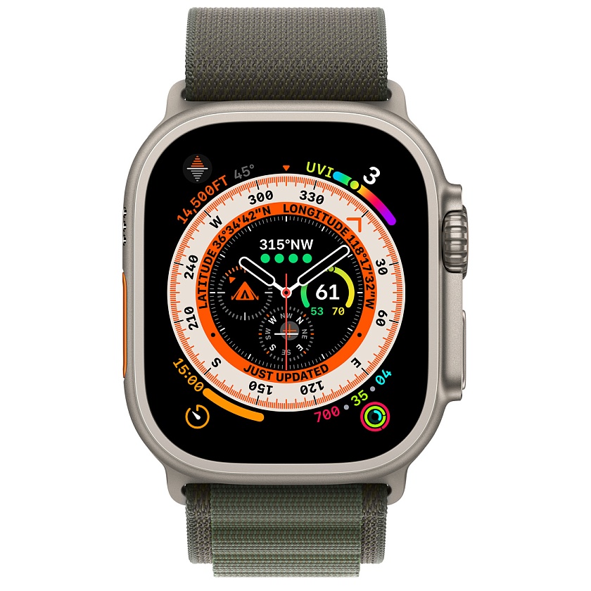 Apple Watch Ultra 49 мм c зелёным альпийским браслетом