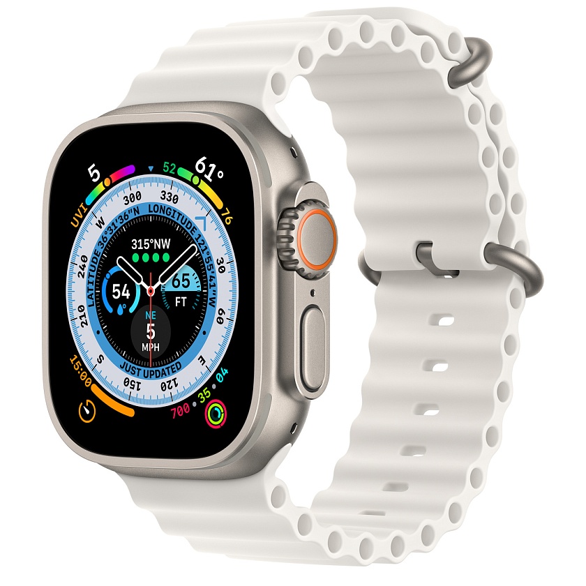 Apple Watch Ultra 49 мм c белым дайверским ремешком 