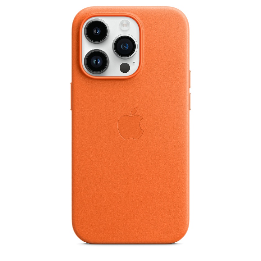 Кожаный чехол Apple для iPhone 14 Pro Max оранжевого цвета
